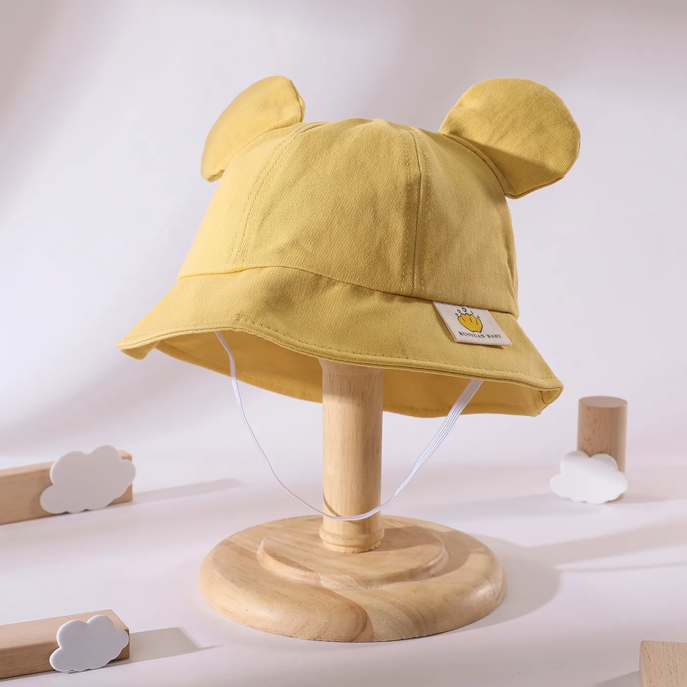 chapéu de balde de orelhas duplas simples para criança Amarelo