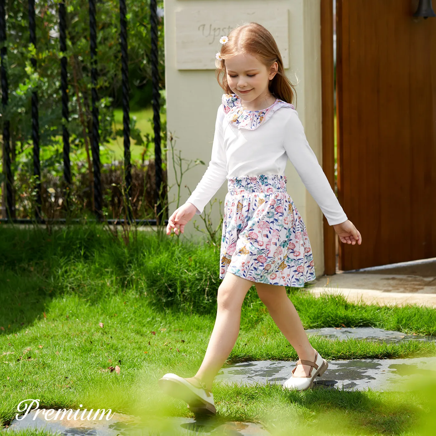 2 pcs Elegant  Smocked Toddler Girl Suit-Dress with Floral Pattern  image 3