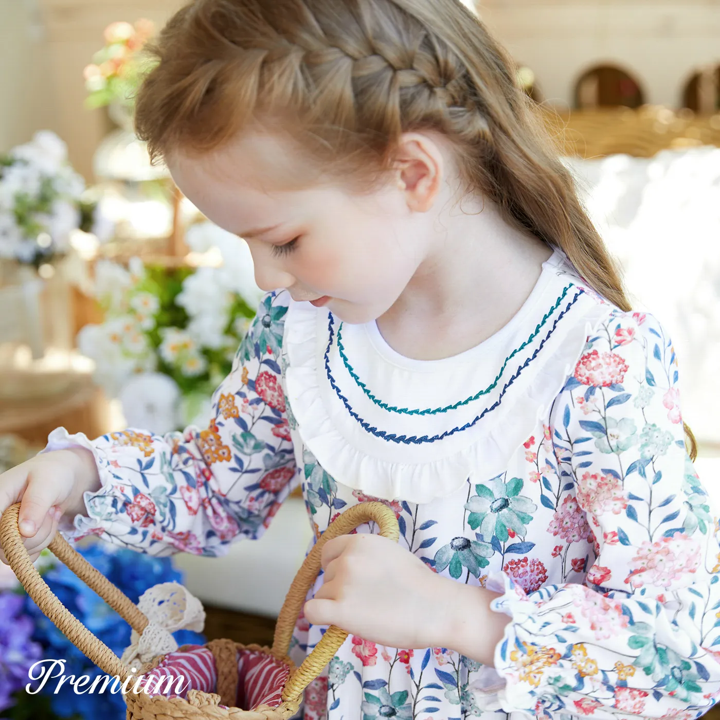 Elegant Toddler Girl Floral Dress with Ruffle Edge Colorful image 5