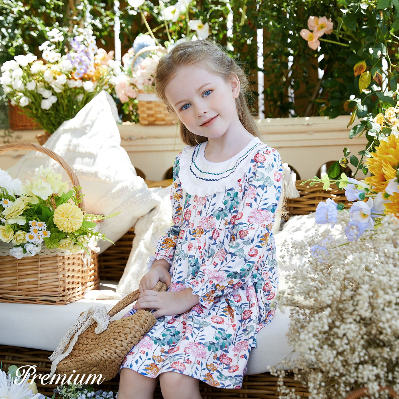 

<Rustic Blossoms> Elegant Toddler/Kid Girl Floral Dress