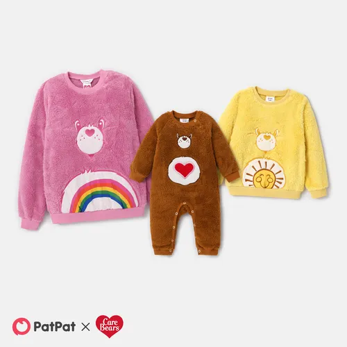 Care Bears Family Matching Character Print  Embroidered Fuzzy Long-sleeve Top