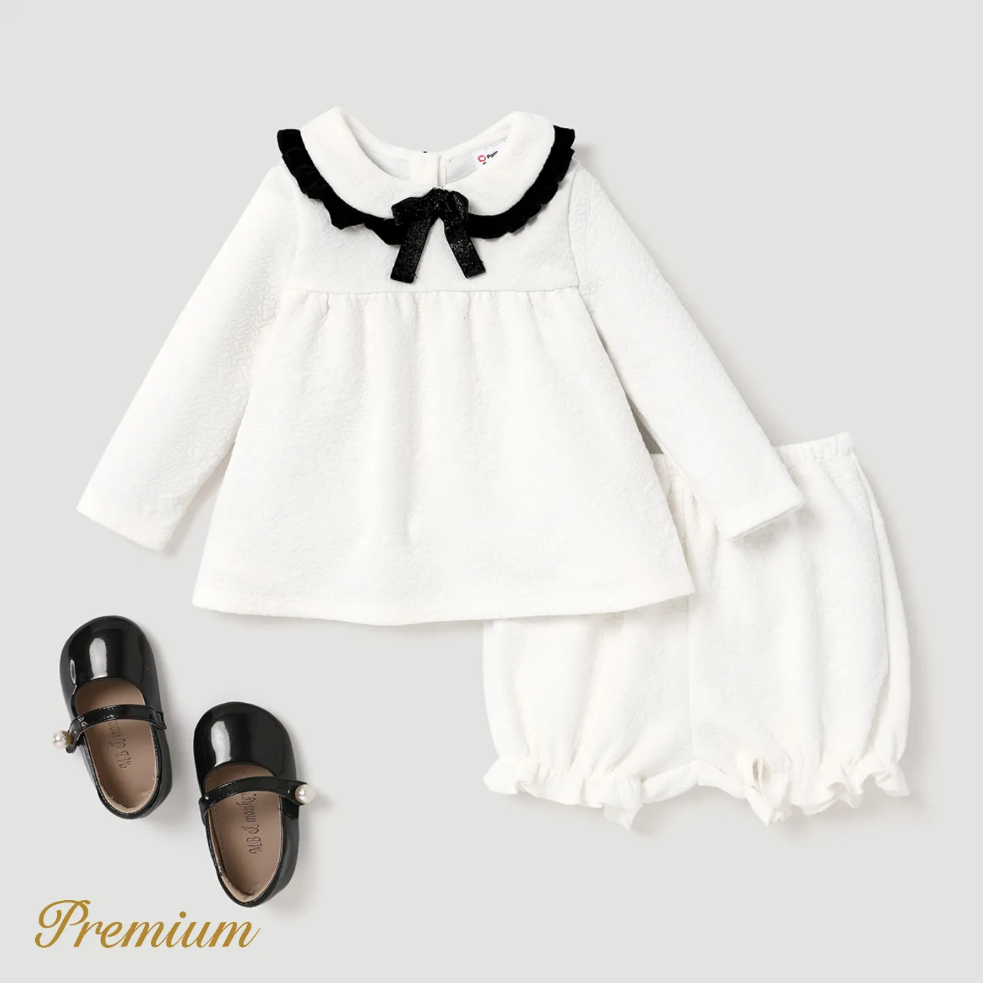 2pcs Medium Thick Elegant Ruffle Edge Babygirl Sets for Regular Wear White image 3
