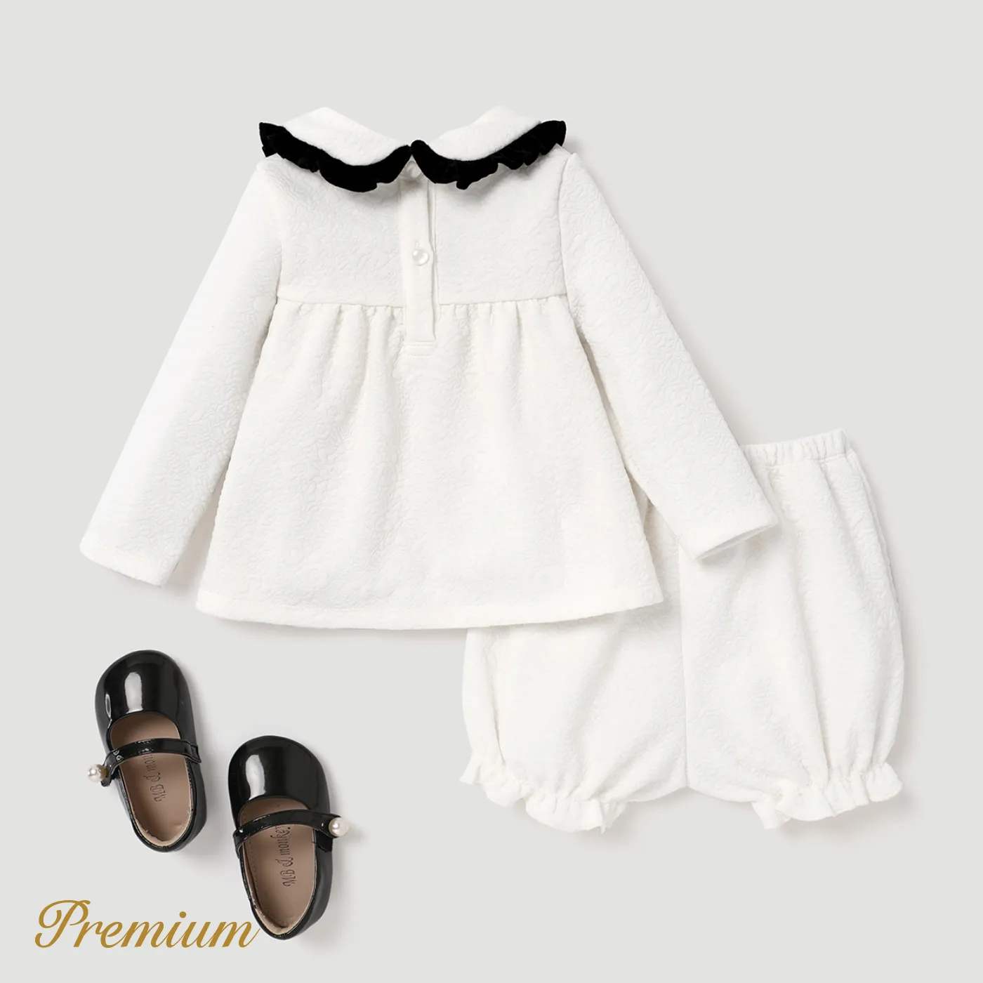 2pcs Medium Thick Elegant Ruffle Edge Babygirl Sets for Regular Wear White image 4