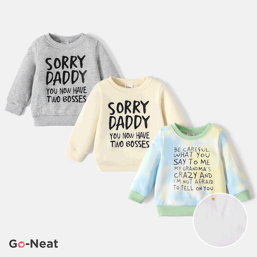 Go-Neat Baby Unisex Casual Style Letter Long Sleeves Print Pullover