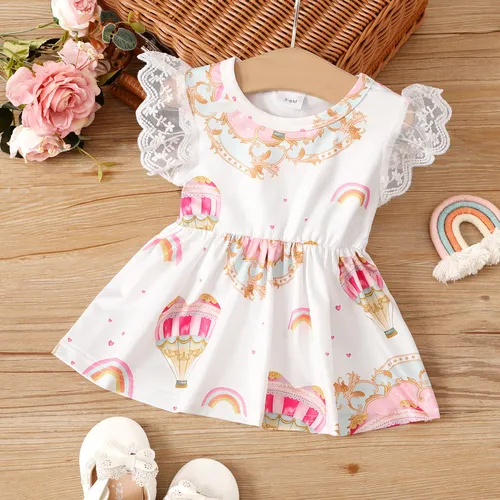 Baby Girl Lace Rainbow Print Dress 