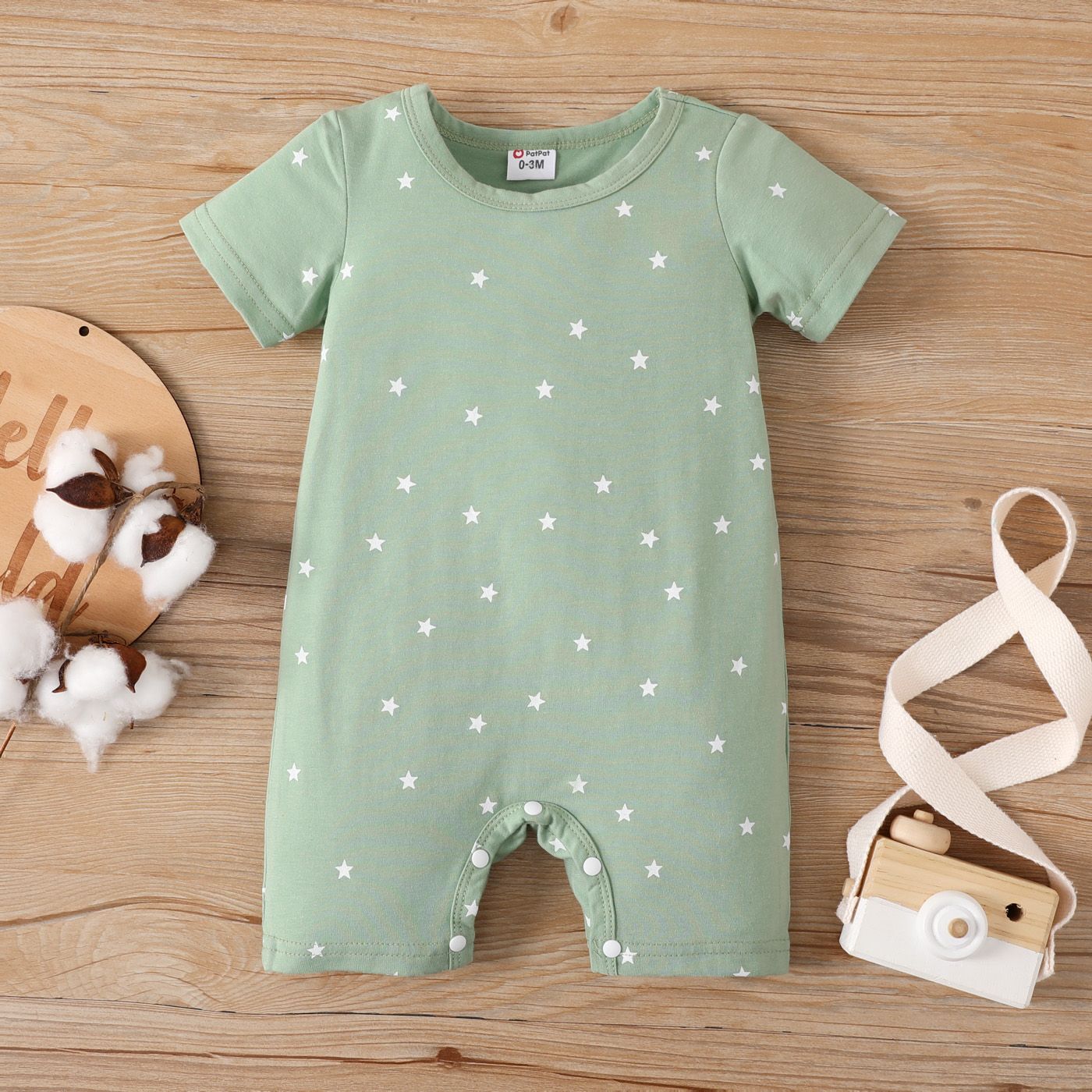 

Baby Boy/Girl Allover Stars Polka Dots Print Short-sleeve Romper