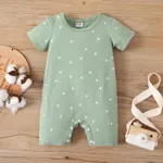 Baby Boy/Girl Allover Stars Polka Dots Print Short-sleeve Romper Green