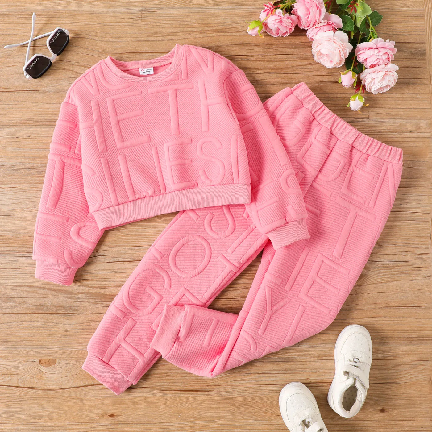  2PCS Kid Girl Avant-garde Letter Pattern Top/ Pant Set 
