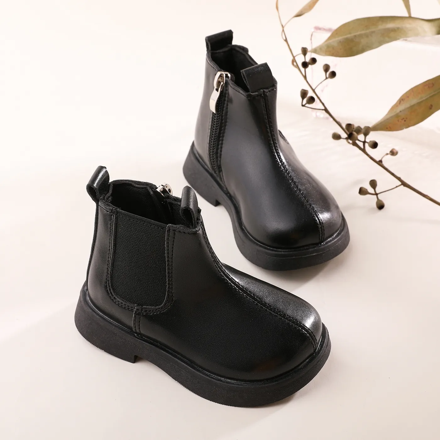 Toddler & Kids Basic Solid Coloer Boots Black image 3