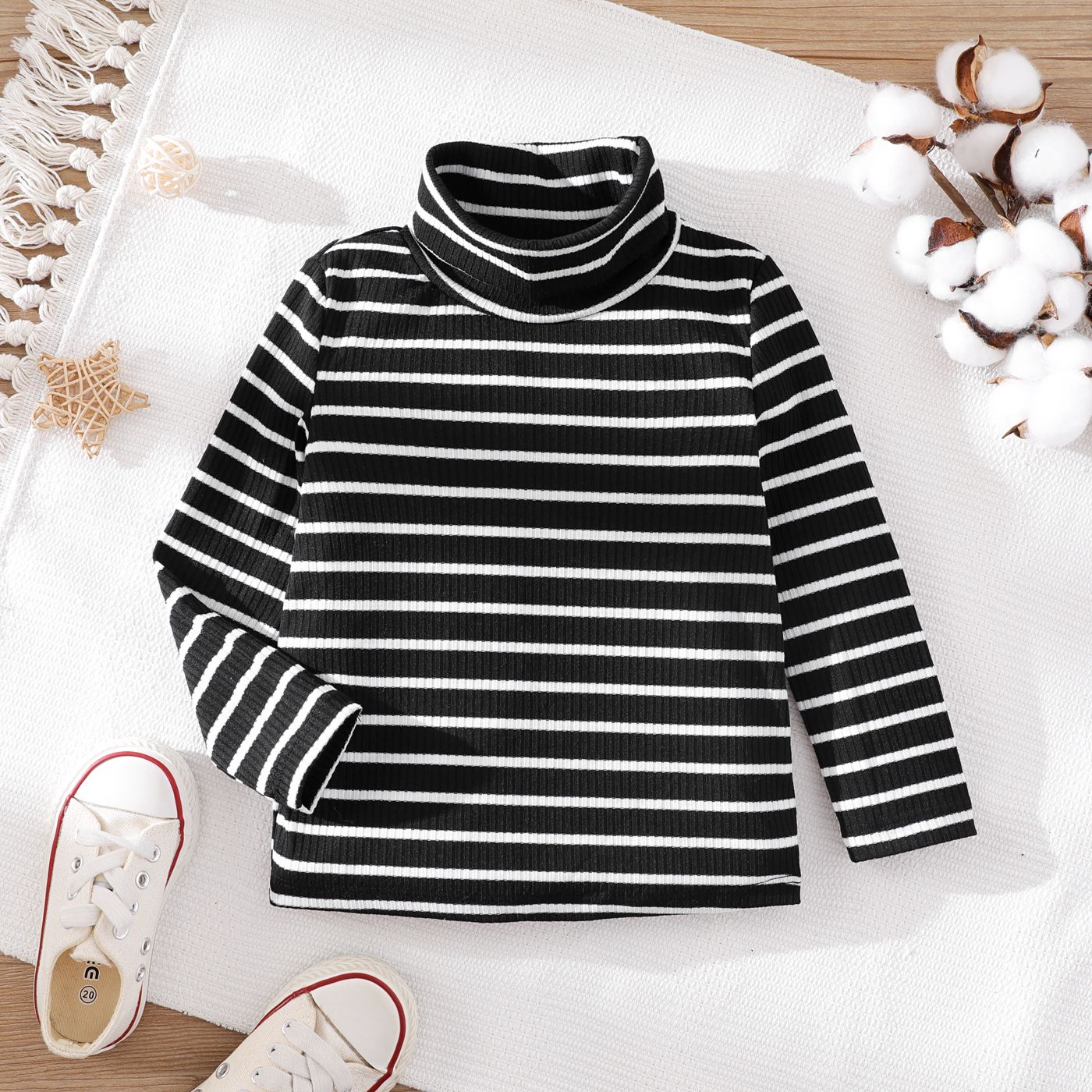 Toddler Girl/Boy Striped Casual Top With Stand Collar