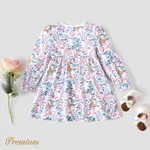 Elegant Toddler Girl Floral Dress with Ruffle Edge Colorful image 6