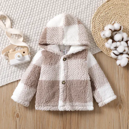 Baby Boy Hooded Casual Grid/Houndstooth Pattern Jacket
