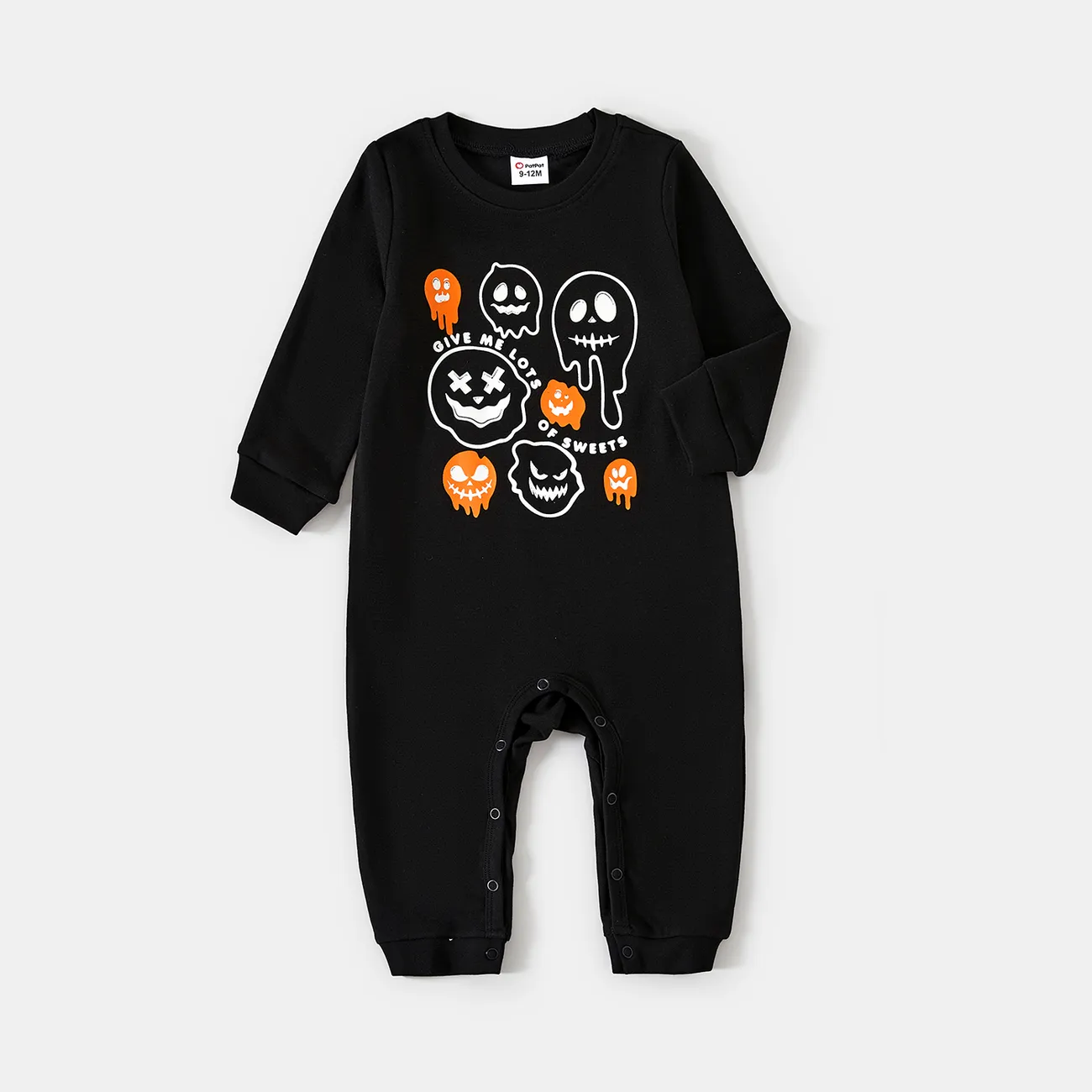 Halloween Glow In The Dark Solid Ghost Print Tops ColorBlock big image 1