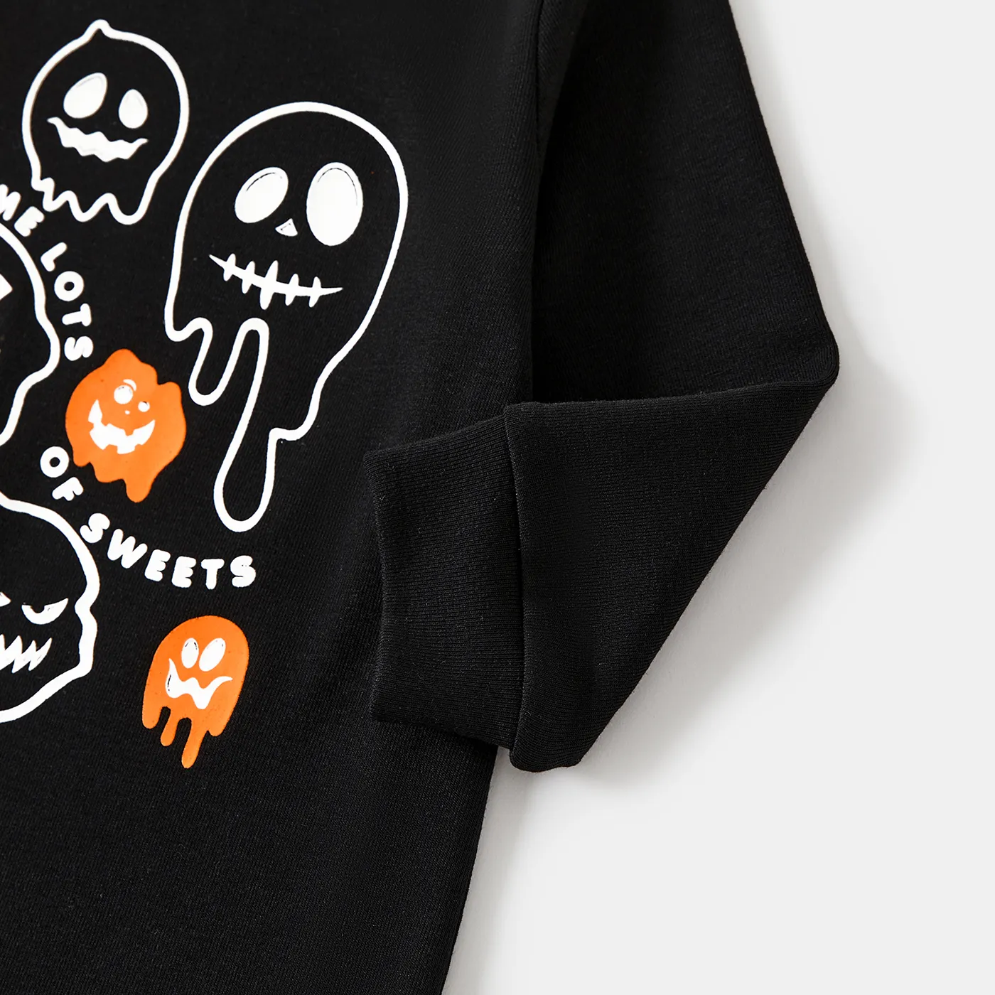 Halloween Glow In The Dark Solid Ghost Print Tops ColorBlock image 6