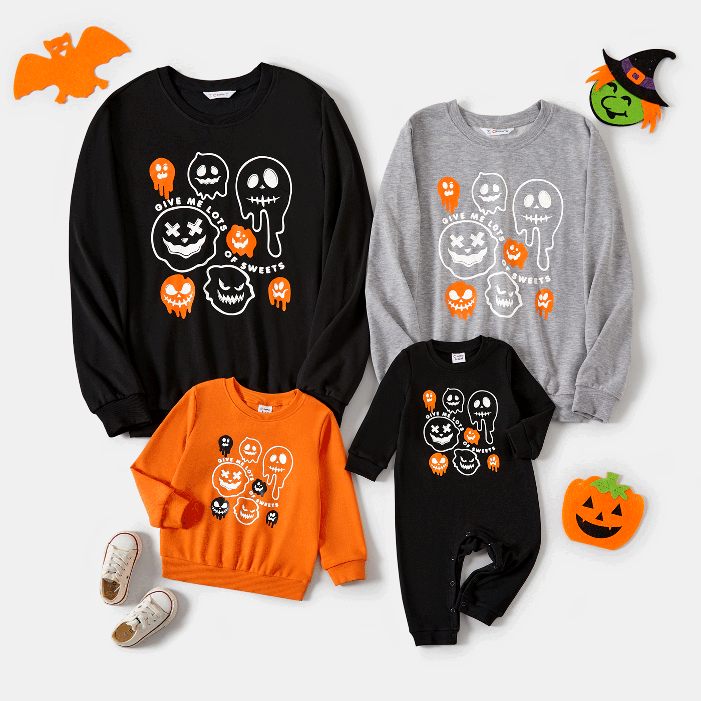 Halloween Glow In The Dark Solid Ghost Print Tops ColorBlock image 3