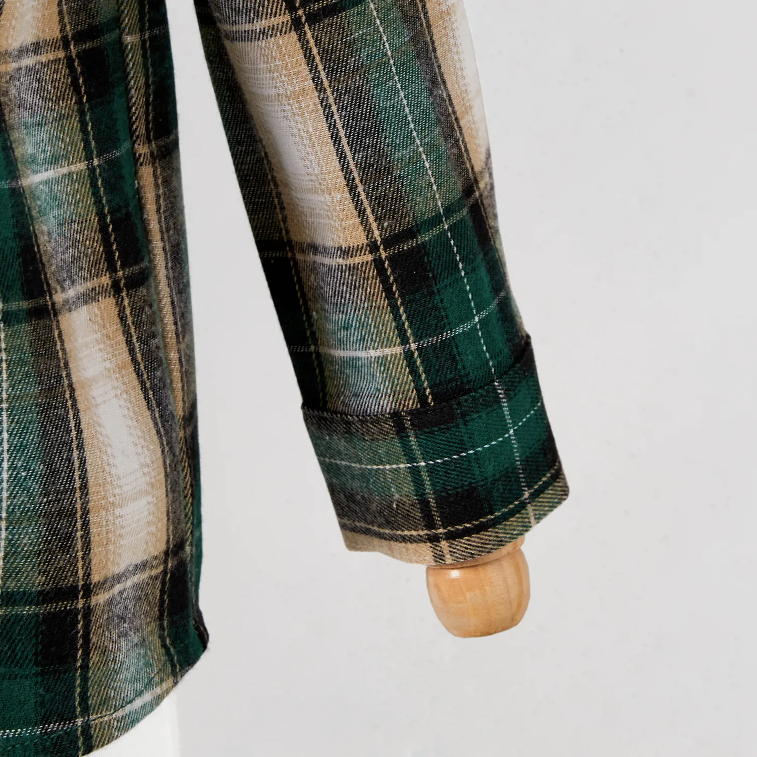 Family Matching Ribbed Embroidered Mesh Dresses and Plaid Long-sleeve Shirt Sets Green image 6