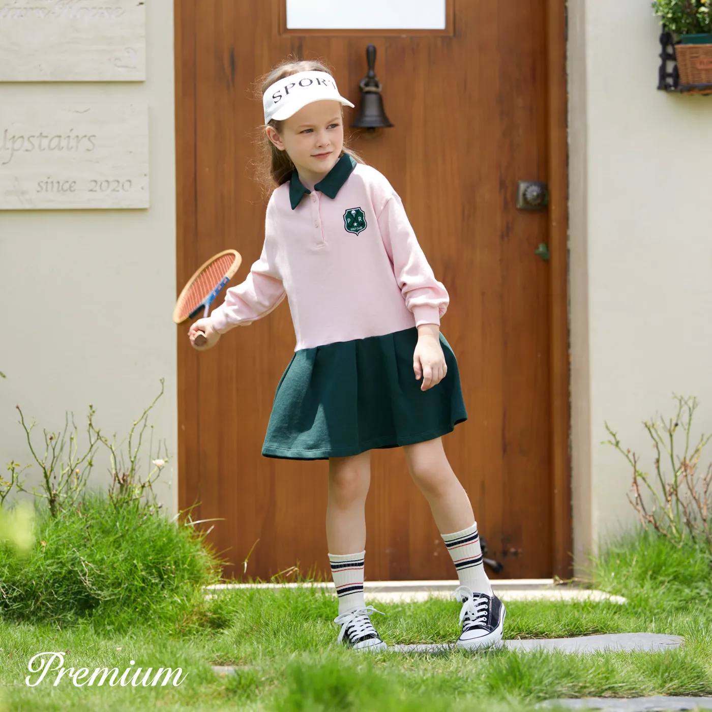 100% Cotton Medium Thickness Solid Color Pleated Toddler Girl Dress Suitable for School  image 6