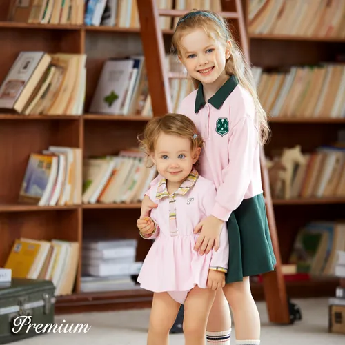 100% Cotton Medium Thickness Solid Color Pleated Toddler Girl Dress Suitable for School