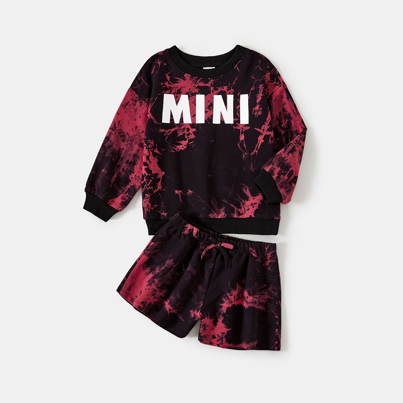 

Mom and Me Letter Print Tie Dye Long-sleeve Top and Shorts Set