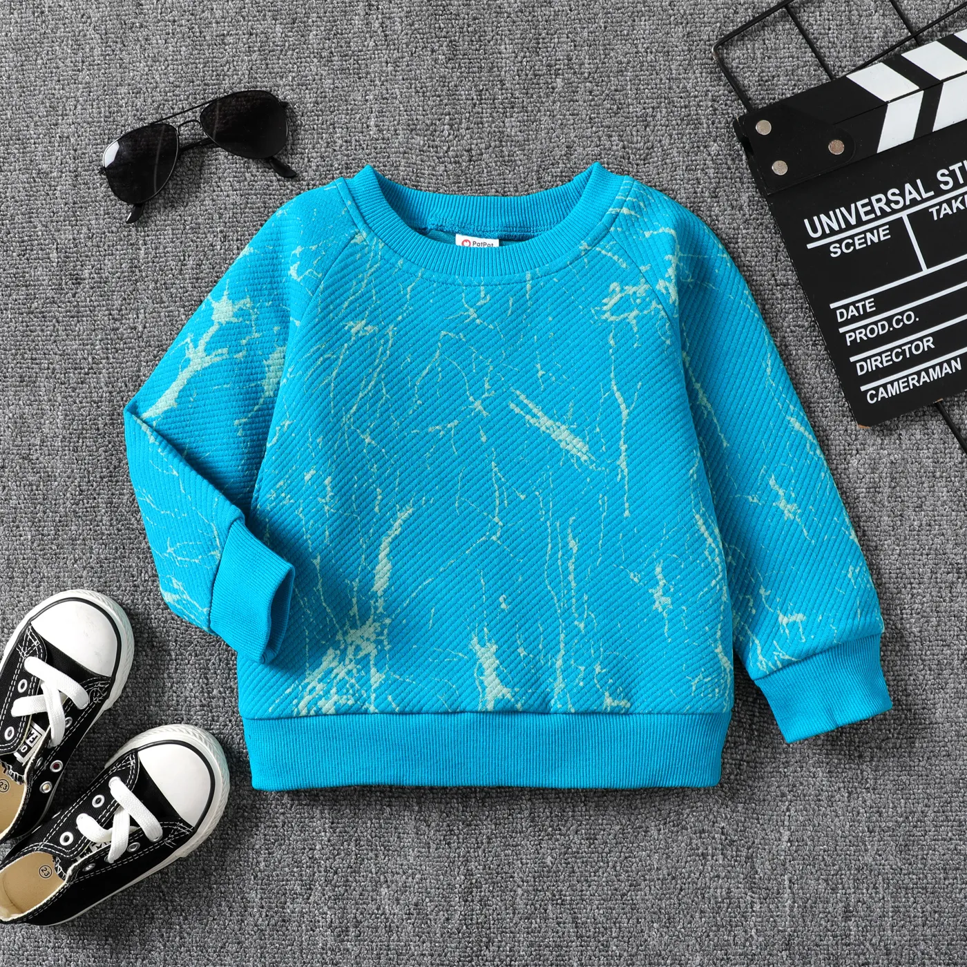 Toddler Boy Watercolor Spray Print Pullover Blue