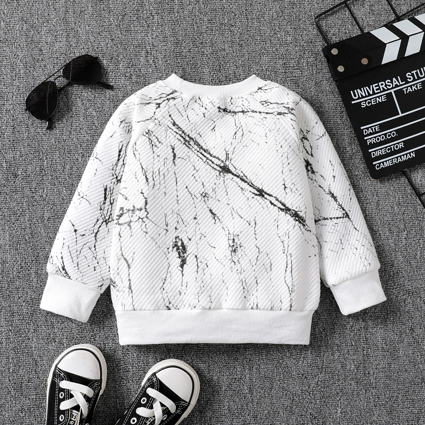 Toddler Boy Watercolor Spray Print Pullover White image 3