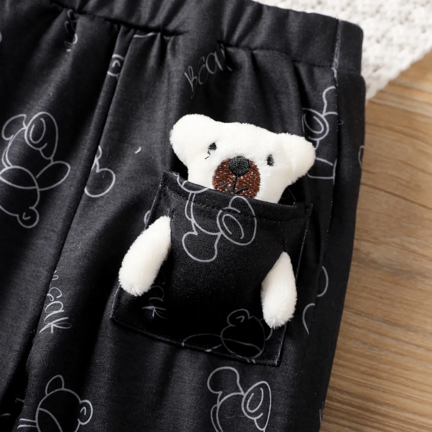 2pcs Baby Boy Animal Pattern  Medium Loose Pants Black image 3