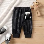 2pcs Baby Boy Animal Pattern  Medium Loose Pants Black