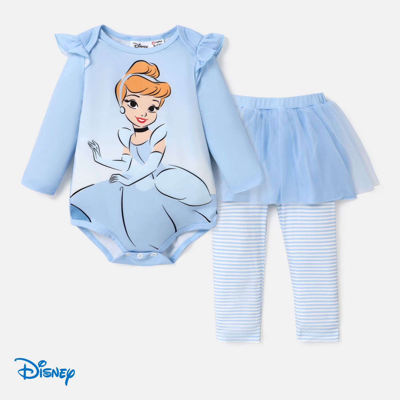 Disney Princess Baby Girl 2pcs Long-sleeve Onesies And Mesh Leggings  Set