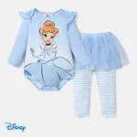 Disney Princess Baby Girl 2pcs Long-sleeve Onesies and Mesh Leggings  Set Blue