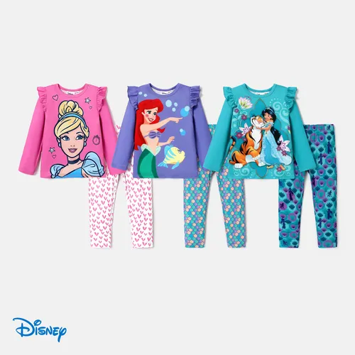 Disney Princess 2 Stück Kleinkinder Mädchen Flatterärmel Kindlich T-Shirt-Sets