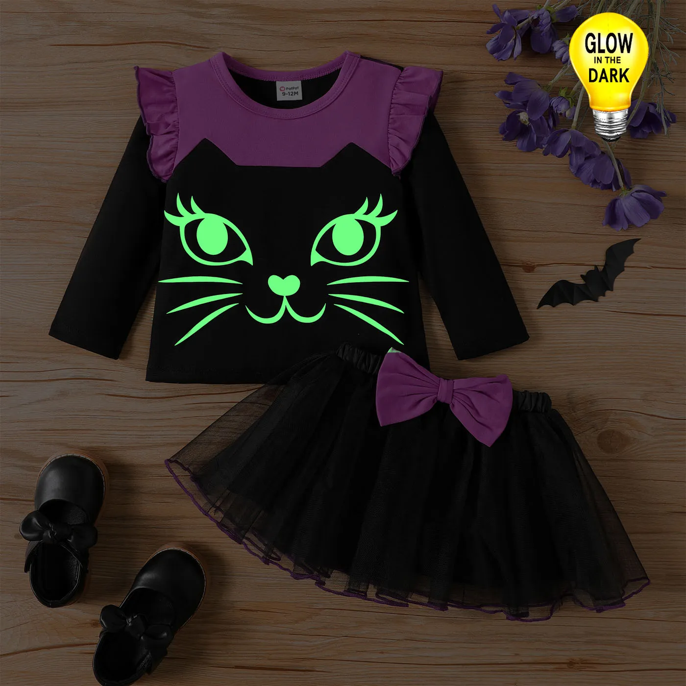 2PCS Baby Girl Halloween Multi-layered Dress Set
