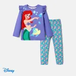 Disney Princess Baby Girl 2pcs Character Print Long-sleeve Top and Leggings Set Purple