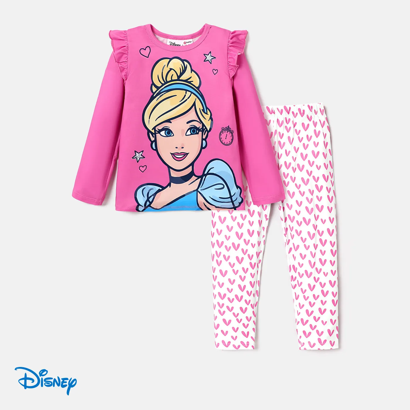 Disney Princess Baby Girl 2pcs Character Print Long-sleeve Top and Leggings Set Pink