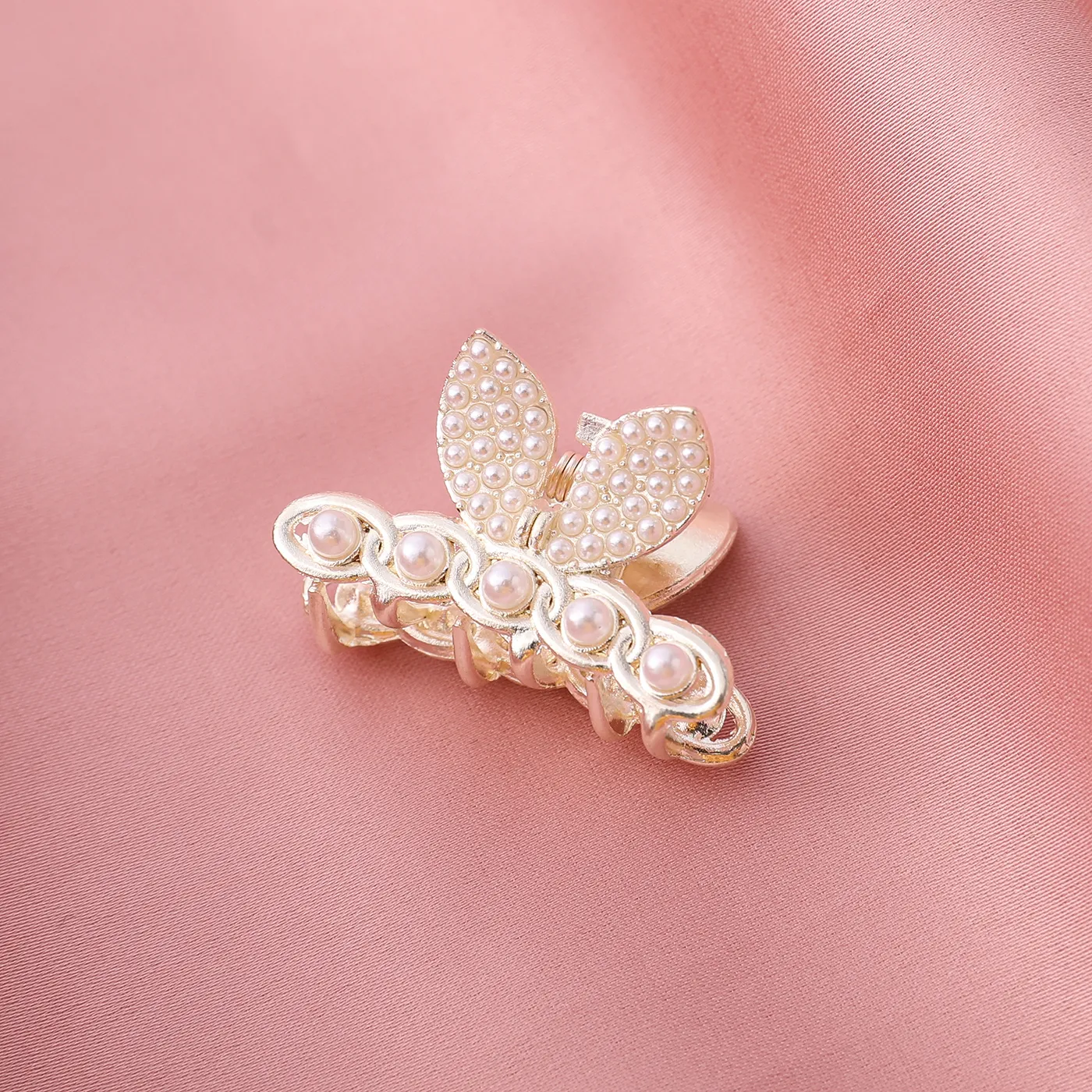 Toddler / Kid's Delicate Rhinestone Pearl Small Hair Clip Creamy White image 2