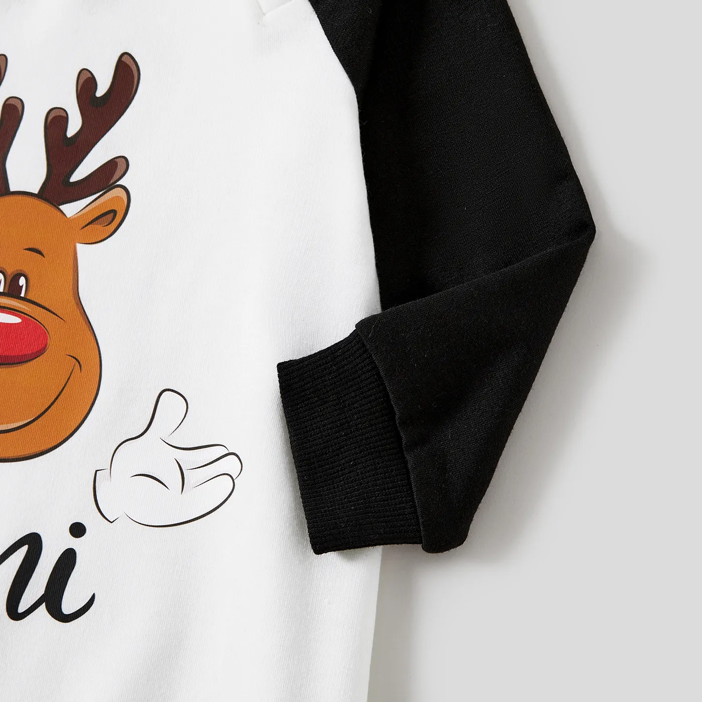 Christmas Family Matching Reindeer Print Black Tops  image 4