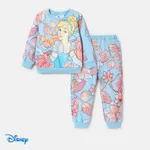 Disney Princess Baby Girl 2pcs Character Print Long-sleeve Top and Pants Set Blue