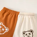 2pcs Baby Boy Bear Print Two Tone Panel Short-sleeve Tee and Shorts Set   image 4
