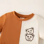 2pcs Baby Boy Bear Print Two Tone Panel Short-sleeve Tee and Shorts Set   image 3