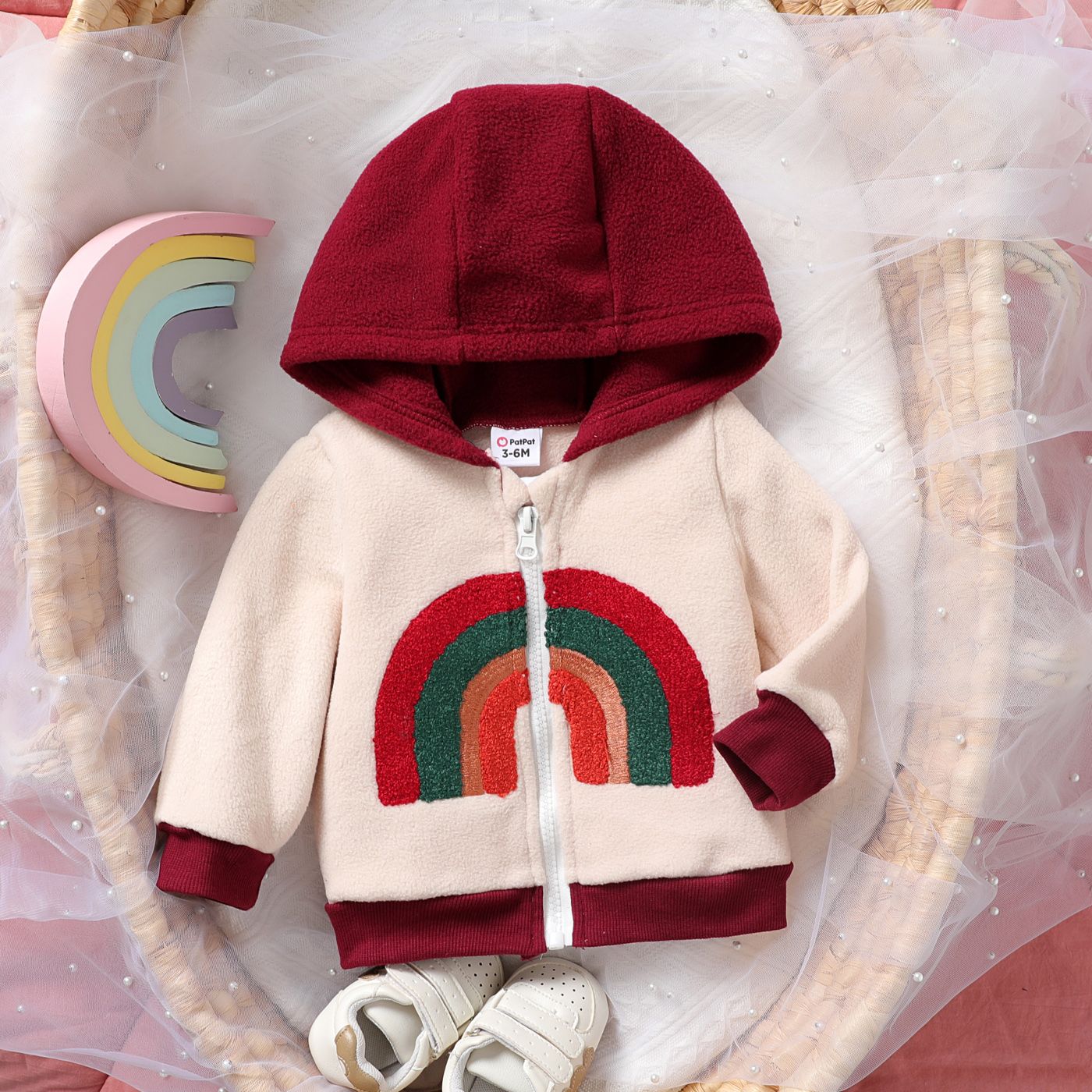 Baby Girl/Boy Rainbow Long Sleeve Casual Hooded Coat