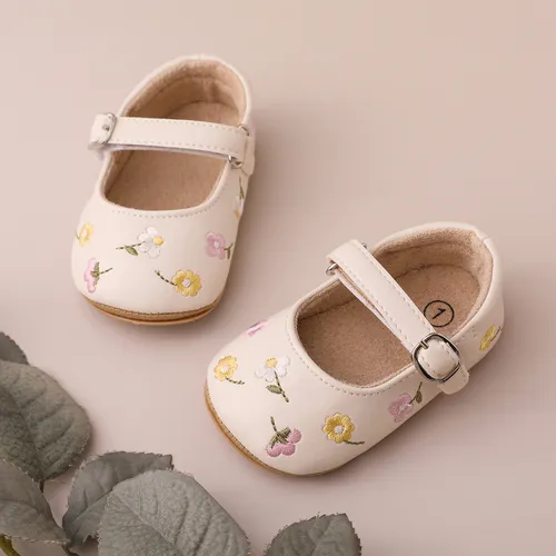 Baby Girl Sweet Floral Embroidery Prewalker Shoes 