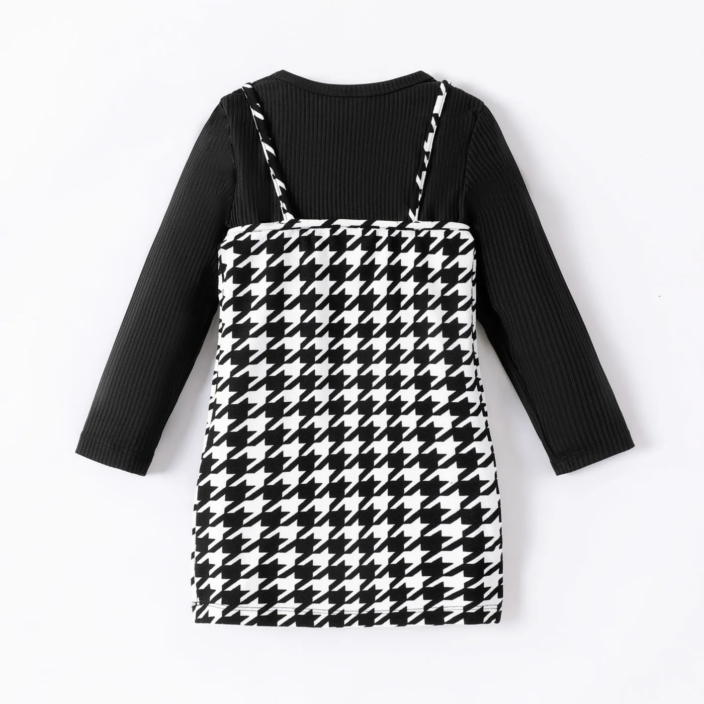 2pcs Toddler Girl Classic Grid Hanging Strap Suit-Dress  image 3
