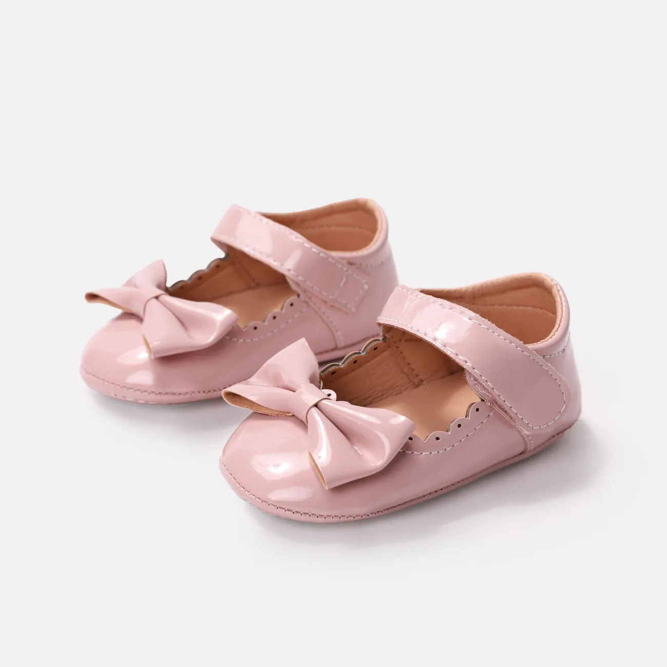 Baby Girl Sweet Bow Decor Velcro Prewalker Shoes  Pink big image 1