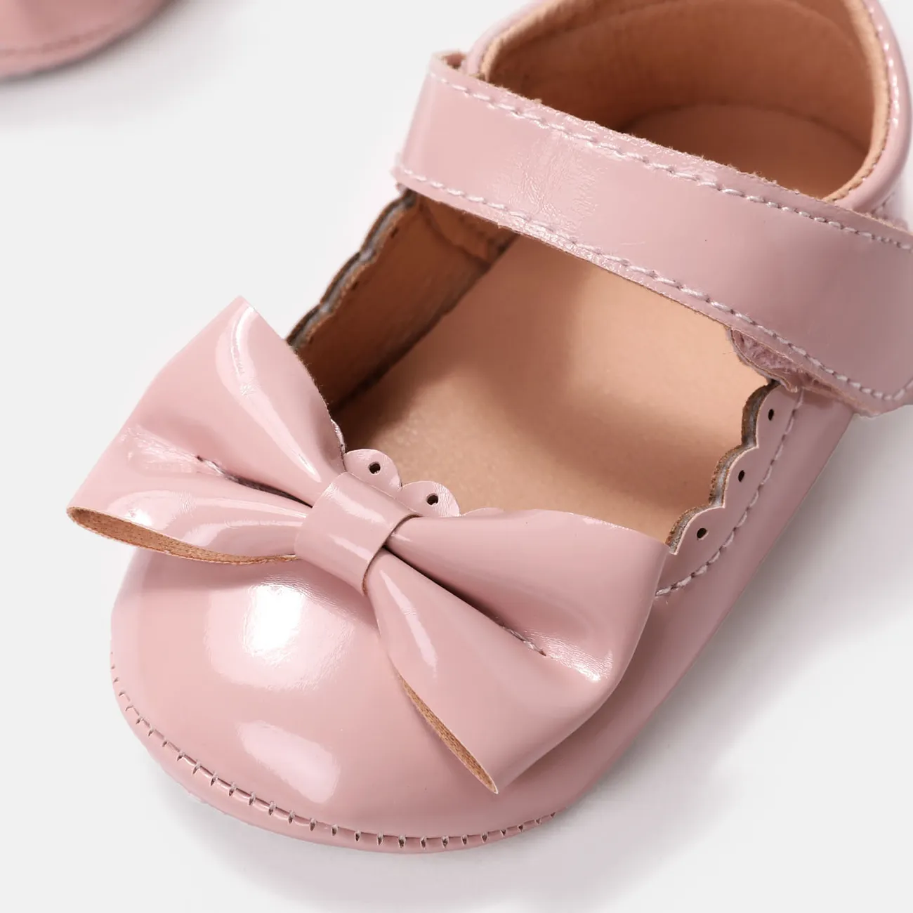 Baby Girl Sweet Bow Decor Velcro Prewalker Shoes  Pink big image 1