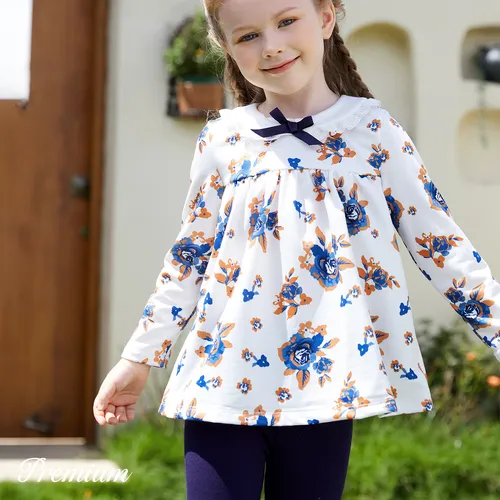 2 pcs Medium Thick Floral Elegant Ruffle Edge Toddler Girl Set
