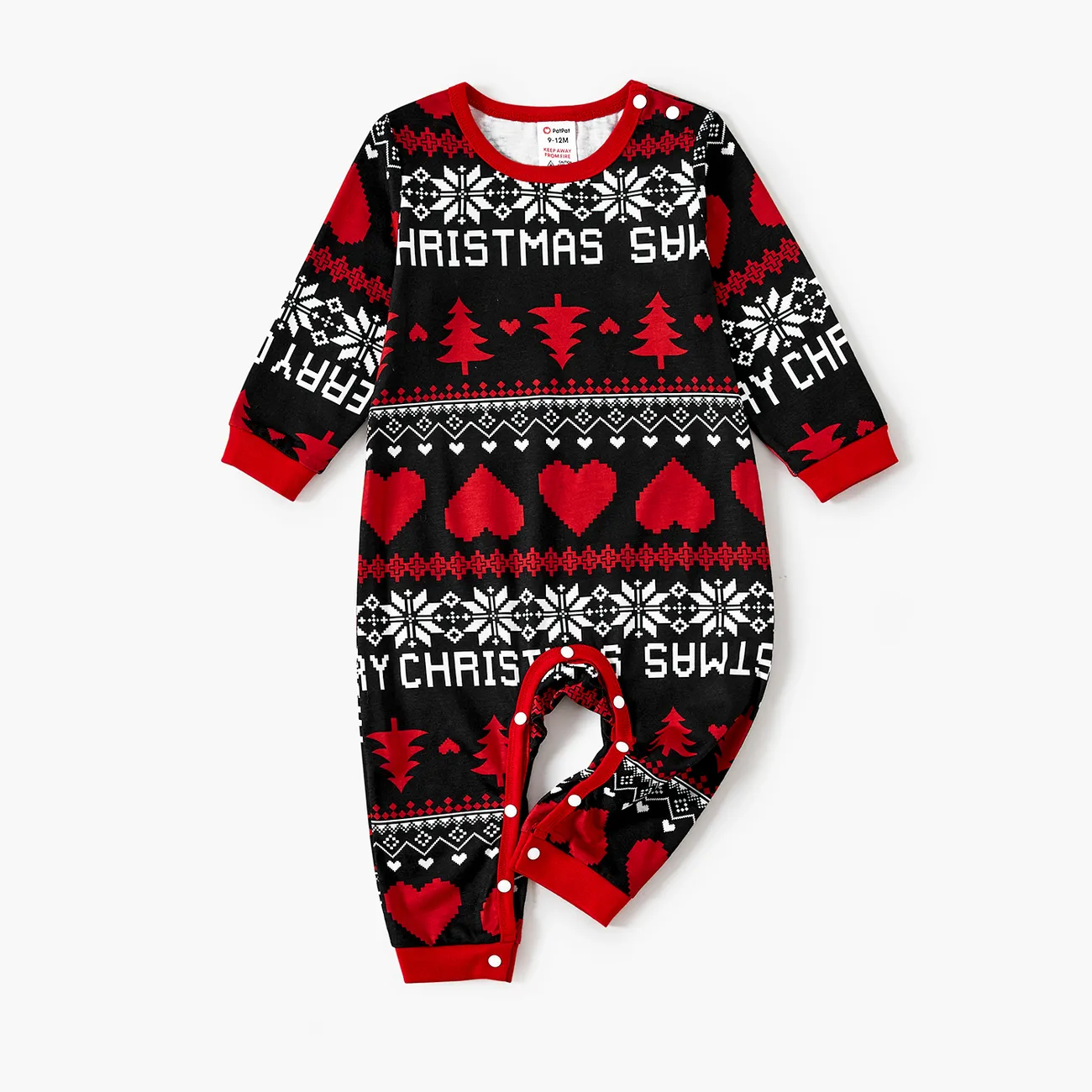 Christmas Family Matching Allover tree and Heart Print Long-sleeve Pajamas Sets (Flame Resistant)  big image 1