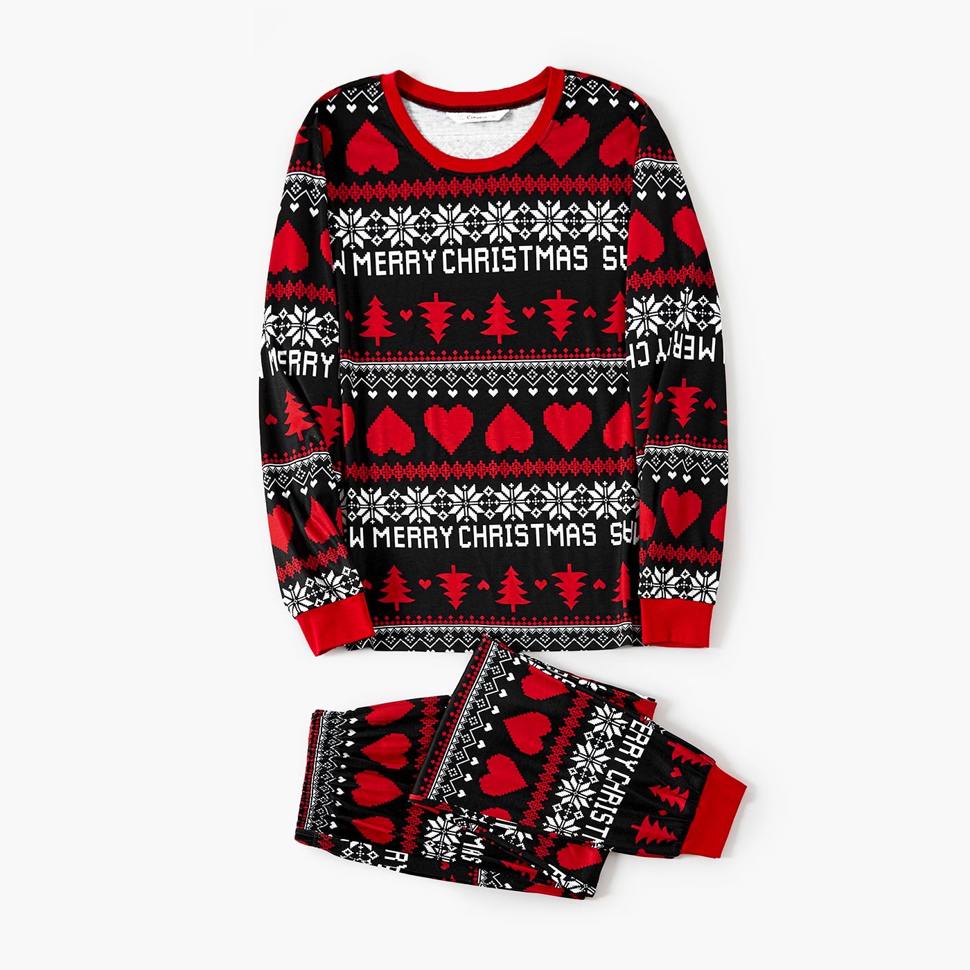 

Christmas Family Matching Allover tree and Heart Print Long-sleeve Pajamas Sets (Flame Resistant)