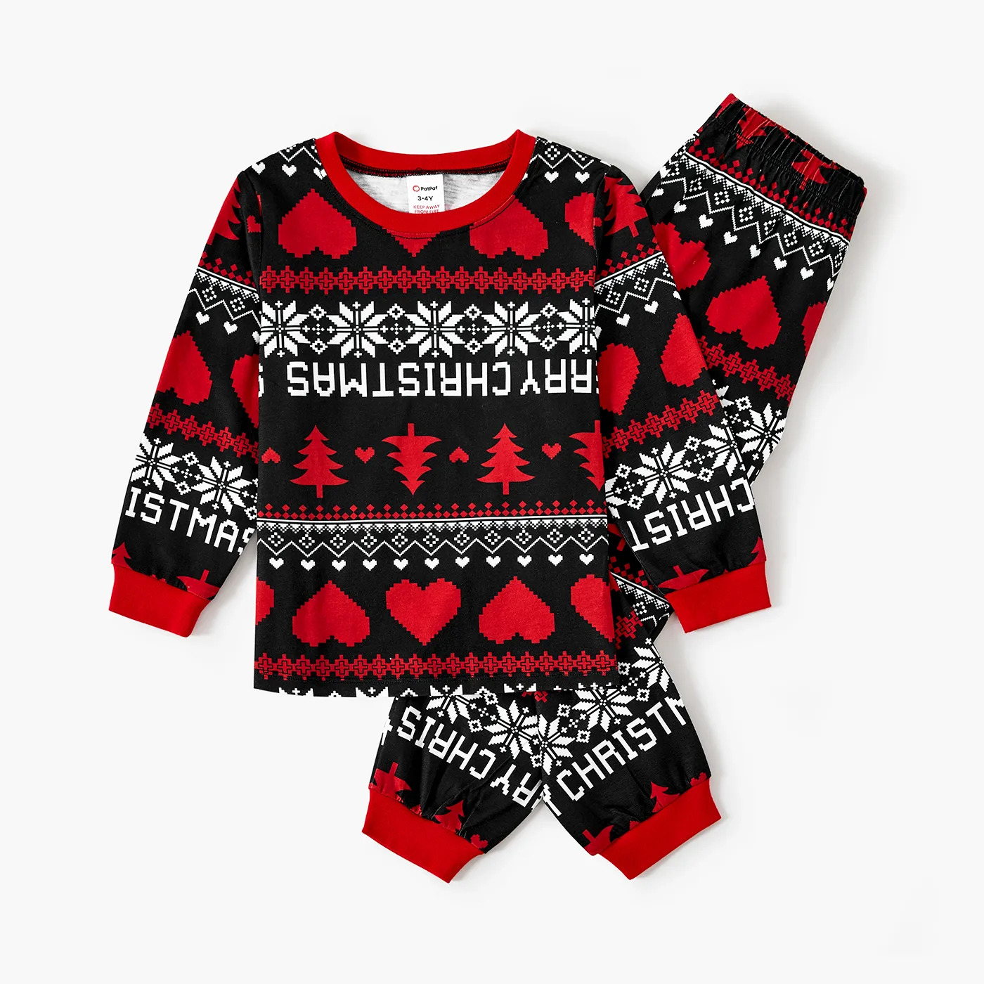 Christmas Family Matching Allover tree and Heart Print Long-sleeve Pajamas Sets (Flame Resistant)  image 5