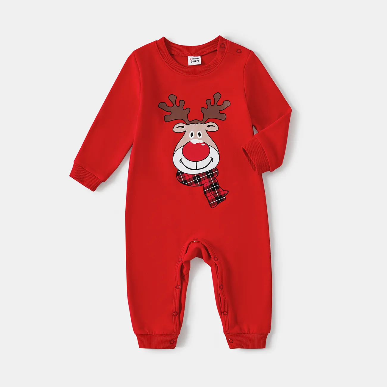 Christmas Family Matching Reindeer Print Red Tops big image 1