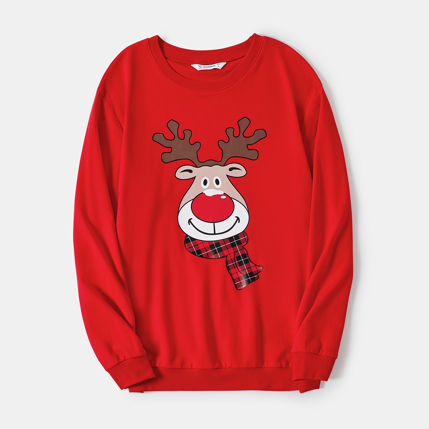 Christmas Family Matching Reindeer Print Red Tops