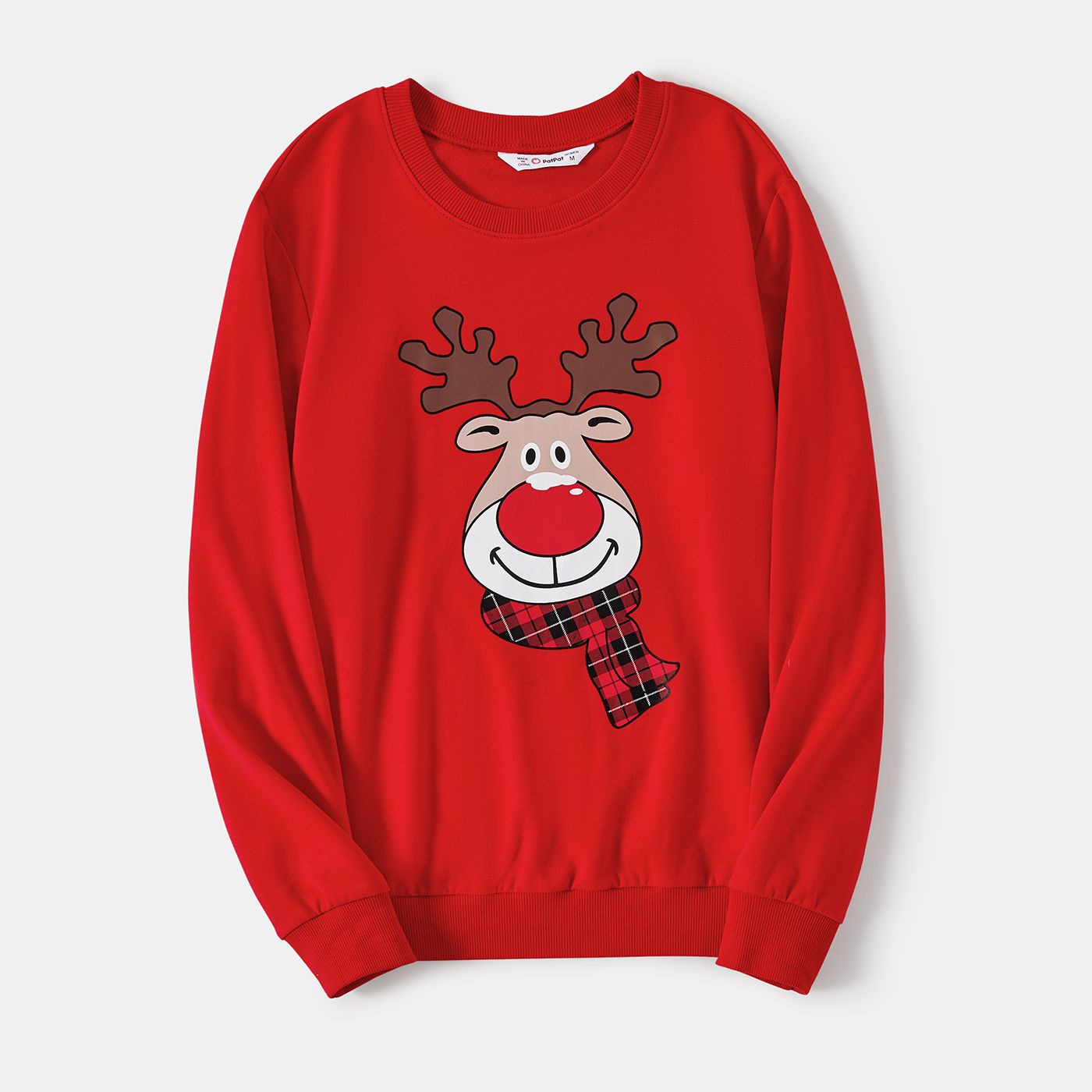 Christmas Family Matching Reindeer Print Red Tops